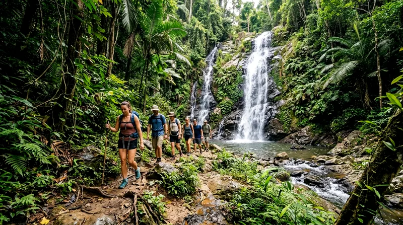 Jungle trekking waterfall trail on a Phuket adventure day trip