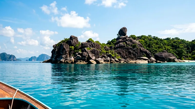 Granite rock formations jutting from turquoise water in Similan Islands Marine Park